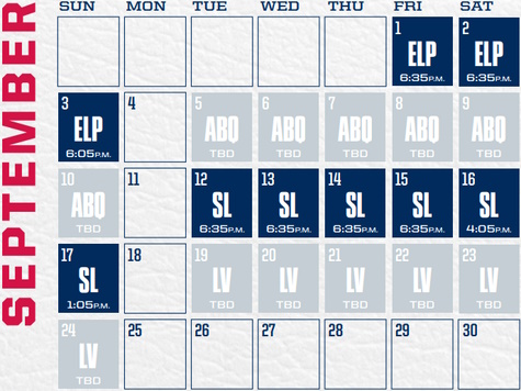 Reno Aces baseball game schedule - September, 2023