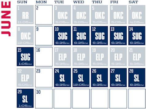 Reno Aces baseball game schedule - June, 2025